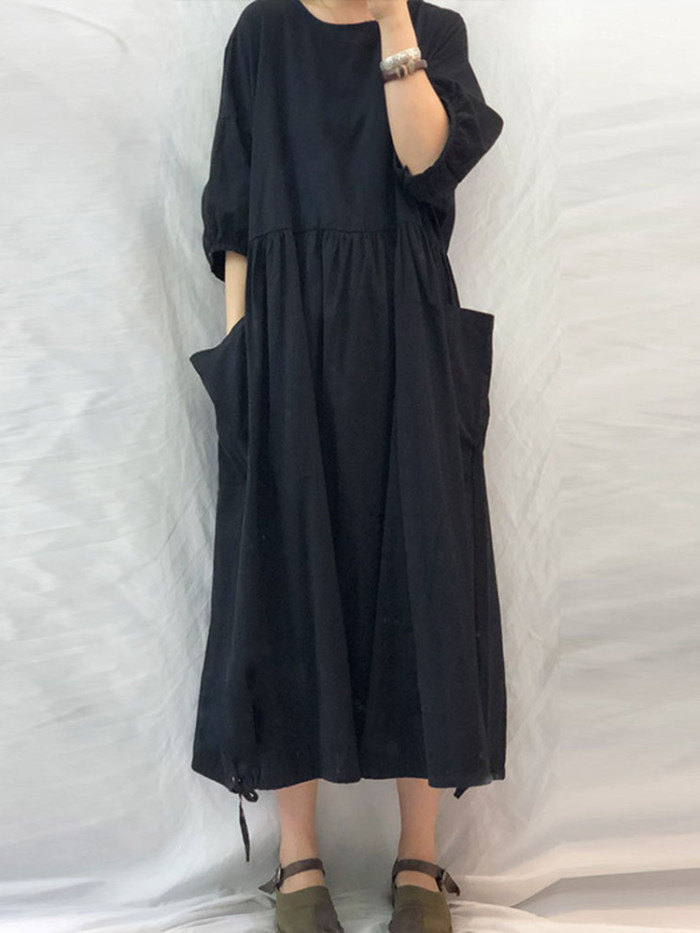 Women Casual Loose Large Pleated Comfortable Casual Elegant Oversize Maxi Dress