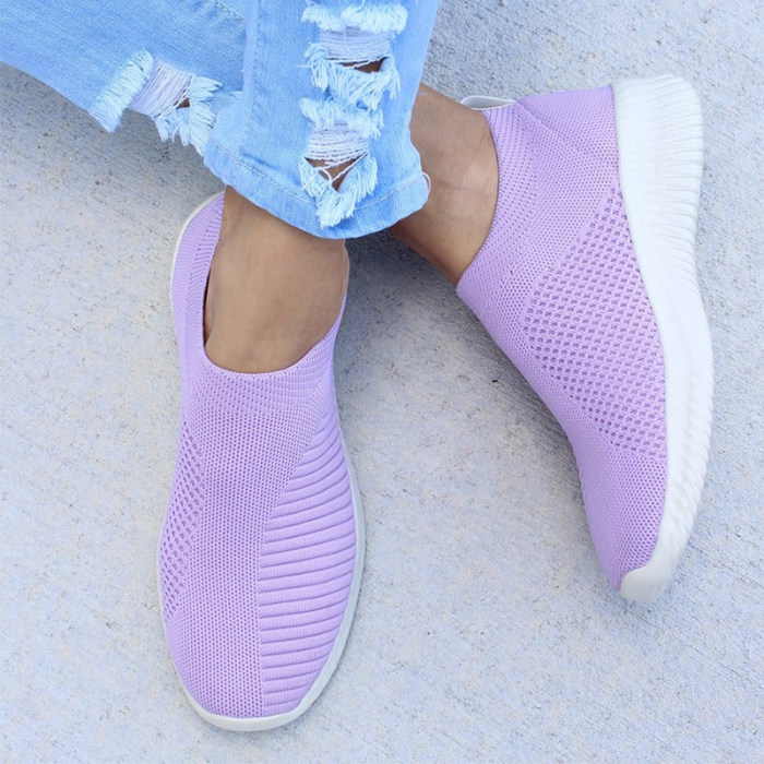 Women's Casual Lightweight Solid Color Mesh Sneakers