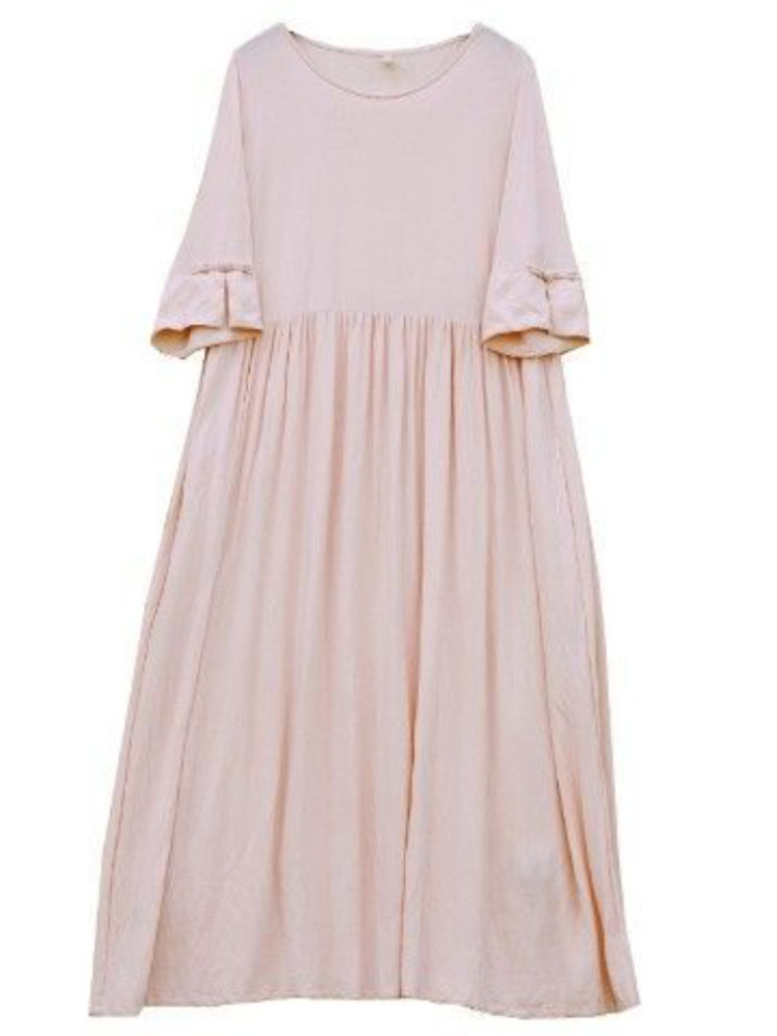 Women Fashion V-Neck Vintage Solid Elegant Maxi Dress
