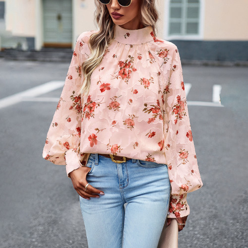 Women's Fashion Casual Print Elegant Long Sleeve Blouse