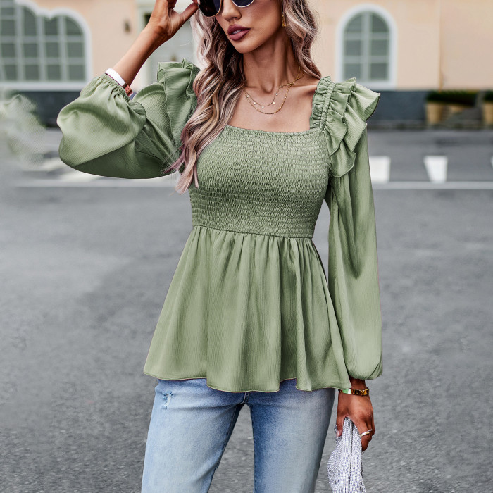 Women's Solid Color Long Sleeve Shirt