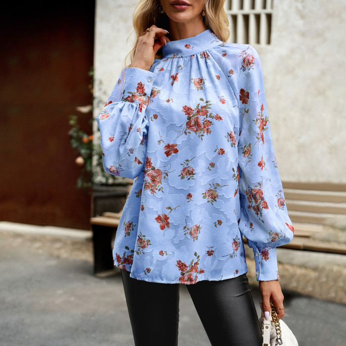 Women's Fashion Casual Print Elegant Long Sleeve Blouse