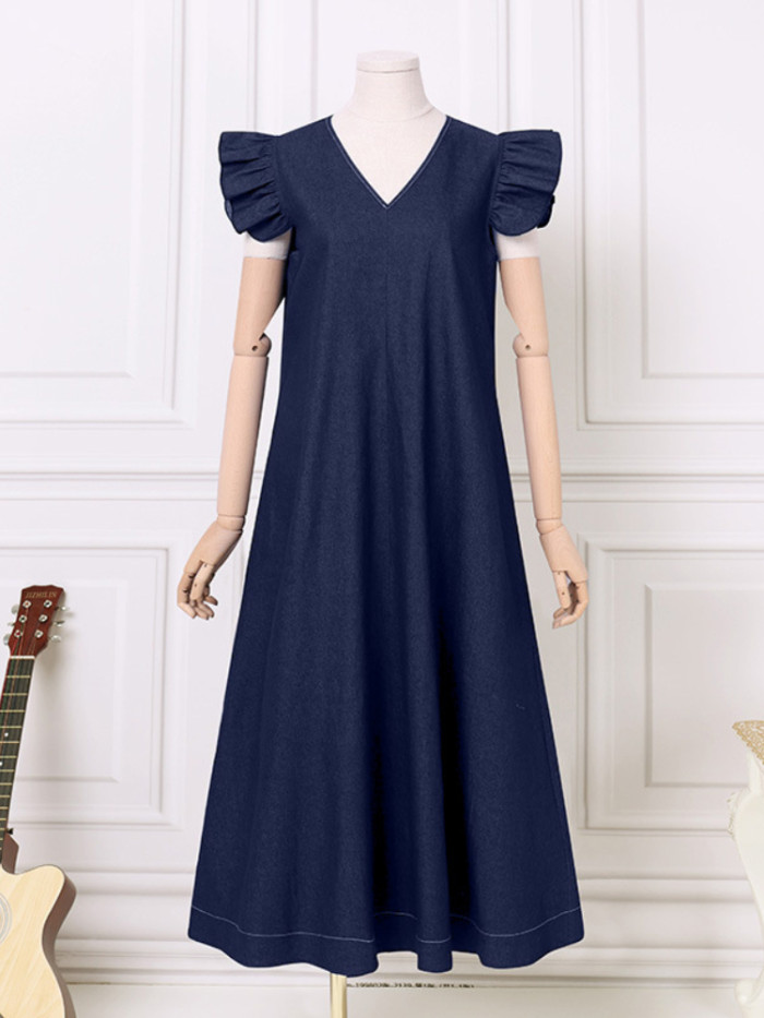 Women's Fashionable and Simple Solid Color Casual and Elegant Maxi Dress