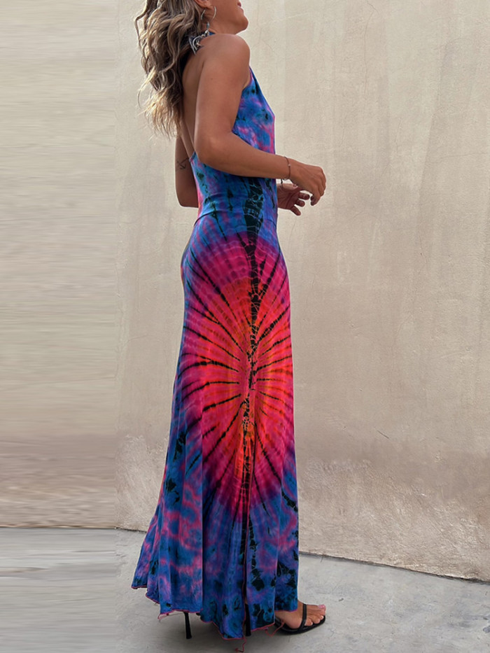 Women Casual Print Sleeveless Slim Fit Maxi Dress