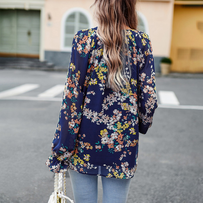 Women's Elegant Fashion Floral Long-sleeved Shirt