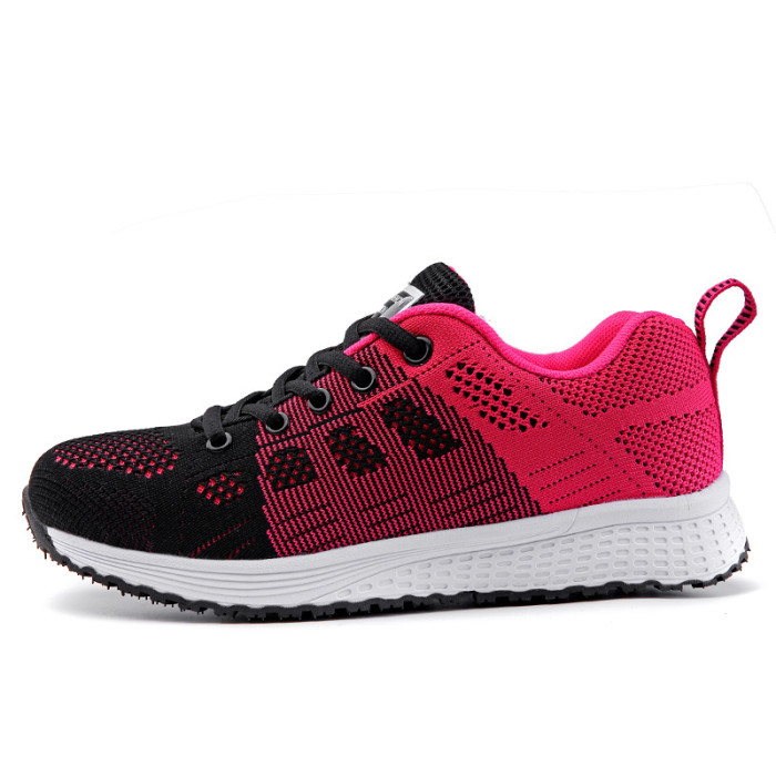 Women Casual Fashion Breathable Mesh Lace Up Flat Sneaker