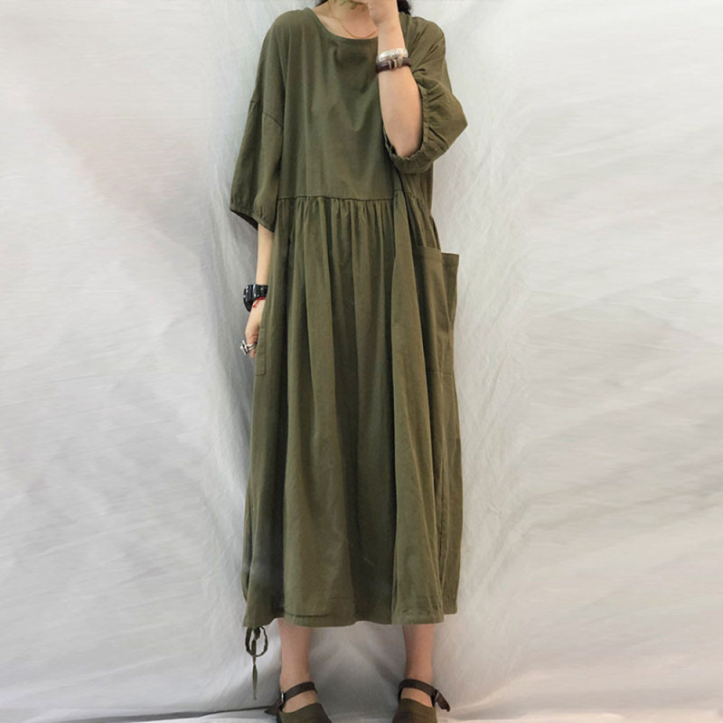 Women Casual Loose Large Pleated Comfortable Casual Elegant Oversize Maxi Dress