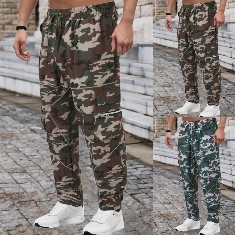 Camouflage Tactical Pants Casual Sports Haren Pants Baggy Multi Bag Cargo Sweatpants Trousers