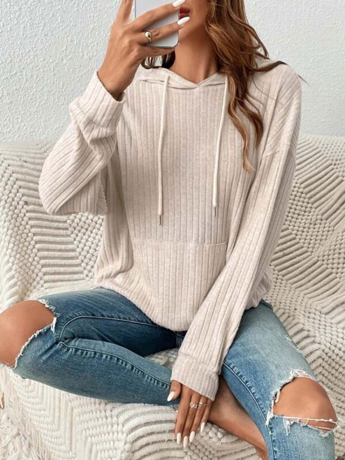 2023 Autumn Knitted Sweater Women Jumper Ladies Hooded Sweater Pullover
