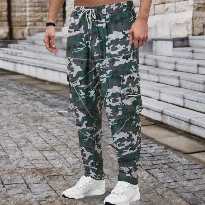 Camouflage Tactical Pants Casual Sports Haren Pants Baggy Multi Bag Cargo Sweatpants Trousers