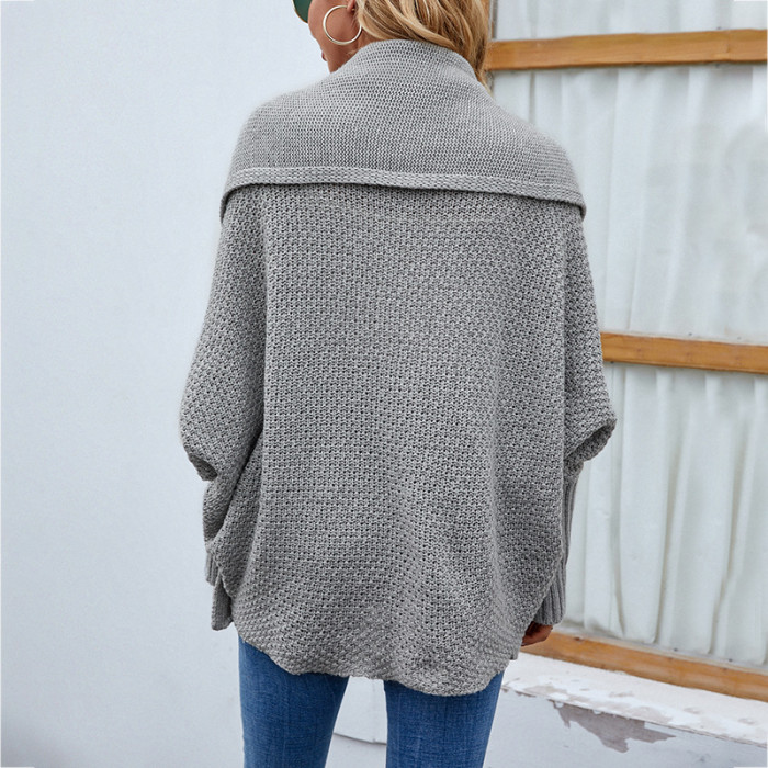 Batwing Sleeve Knitted Sweaters Coat Loose