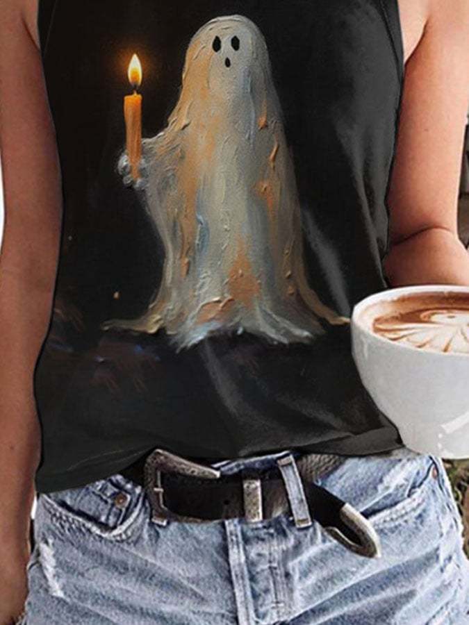 Ghost Painting Candle Print Tank Top