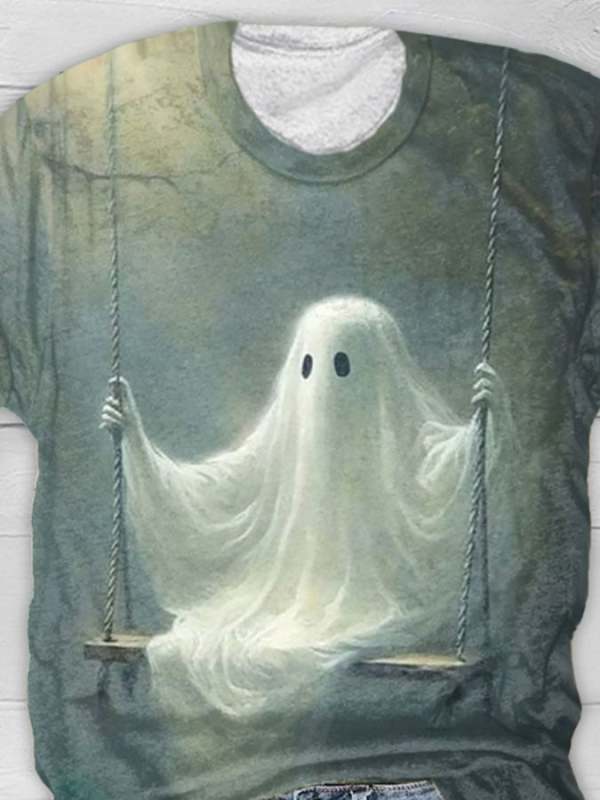 Halloween Women's Ghost Print T-Shirt
