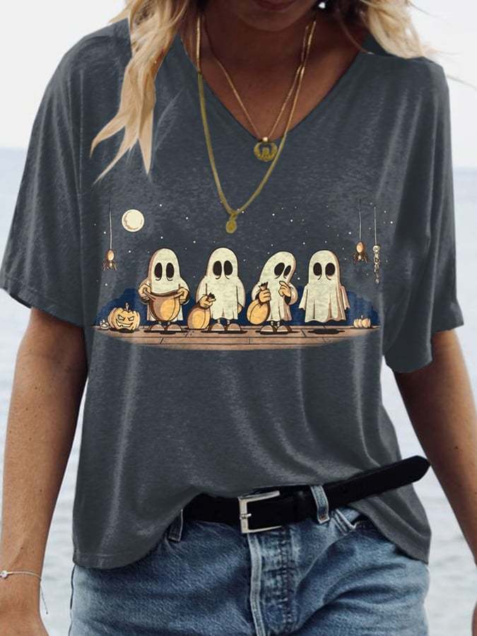 Women's Ghost Print Short Sleeve T-Shirt