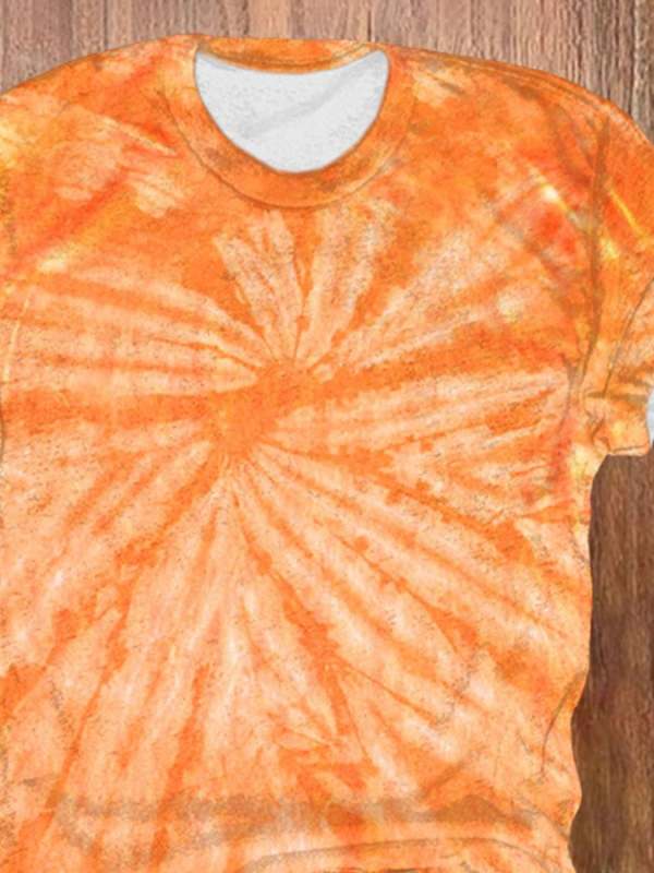 Retro Orange Tie Dye Print T-Shirt