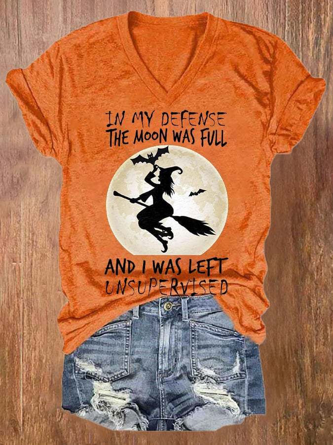 Women's Casual In My Defense The Moon Was Full Printed Short Sleeve T-Shirt