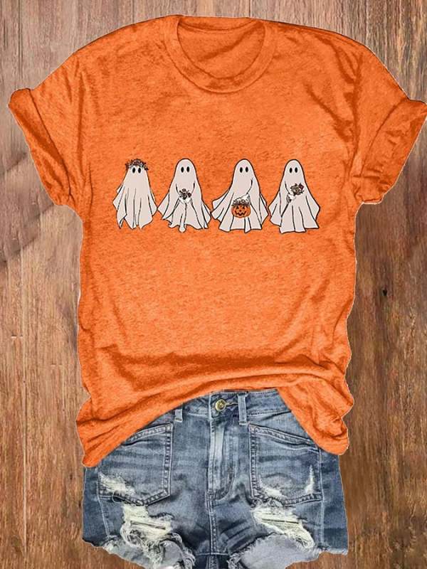 Women's Ghost Print Casual T-Shirt