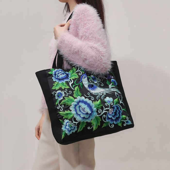 Ethnic Phoenix Embroidered Women's Shoulder Bag Embroidered Canvas Bag