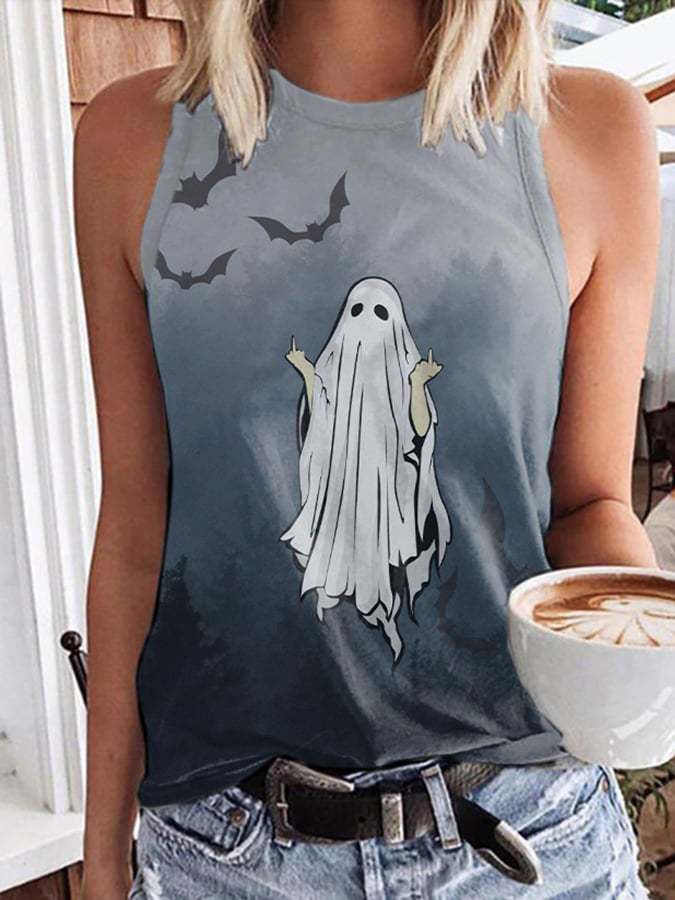 Women's Casual Ghost Art Print Tank Top