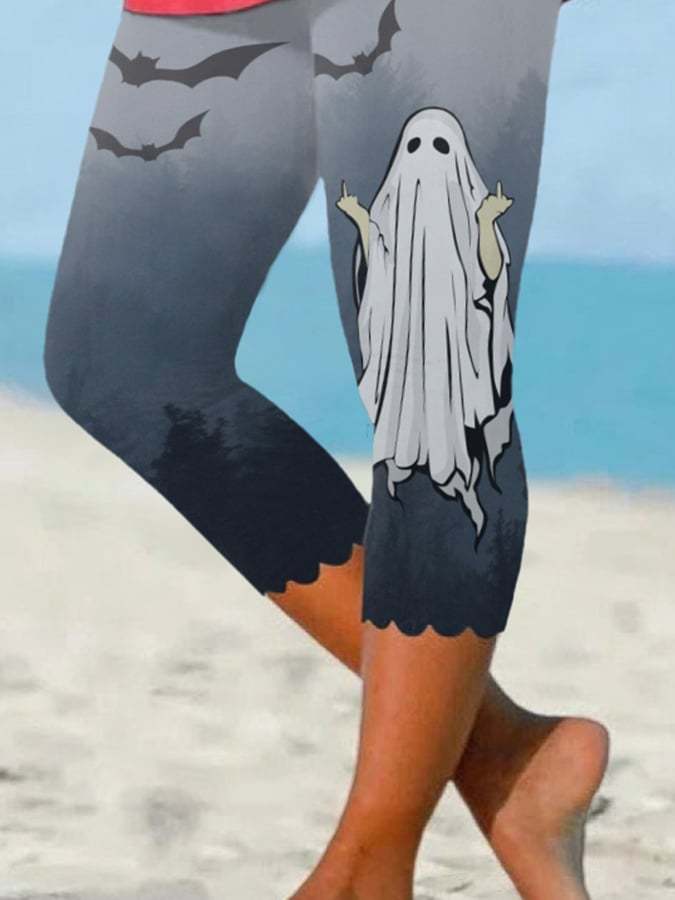 Women's Casual Ghost Art Printed Leggings
