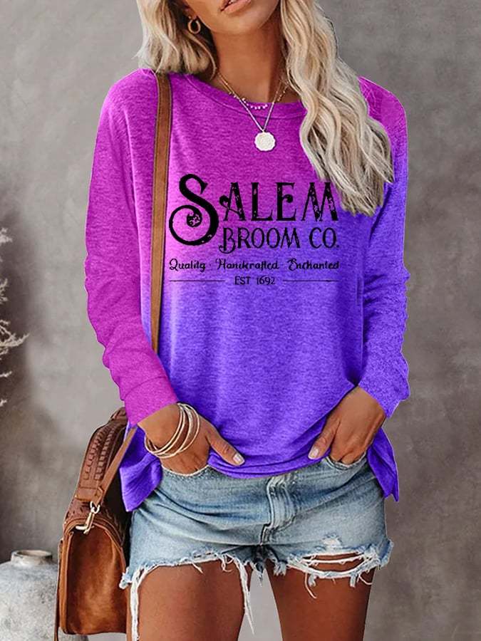 Gradient Print Long-Sleeve Top