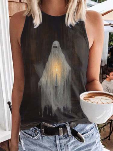 Women's Ghost by Candlelight Print Casual Vest