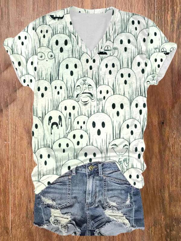 Women'S Ghost Art Print Short Sleeve T-Shirt