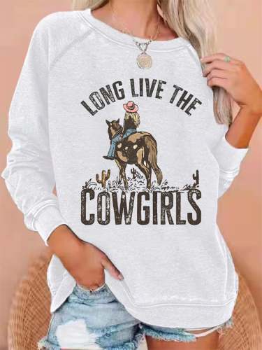 Women's Vintage Western Long Live The Cowgirls Casual Sweatshirt