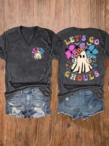 Women'S Let'S Go Ghouls Printed Short Sleeve T-Shirt