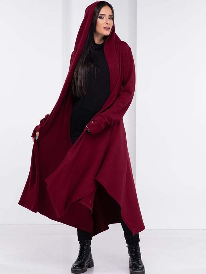 Women's Halloween Asymmetric Witch Long Coat & Cape