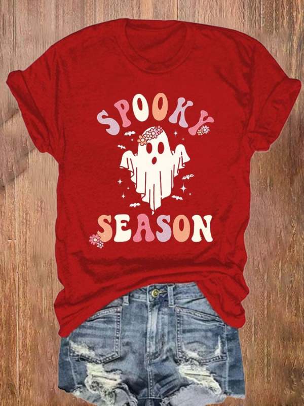 Women's Spooky Season Print Casual T-Shirt
