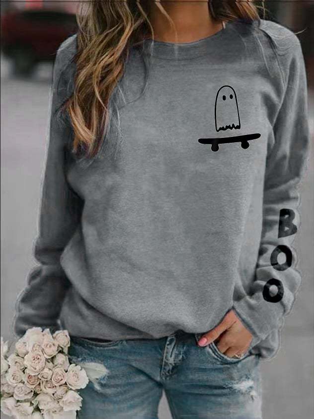 Women's Ghost Crew Neck Print Sweatshirt