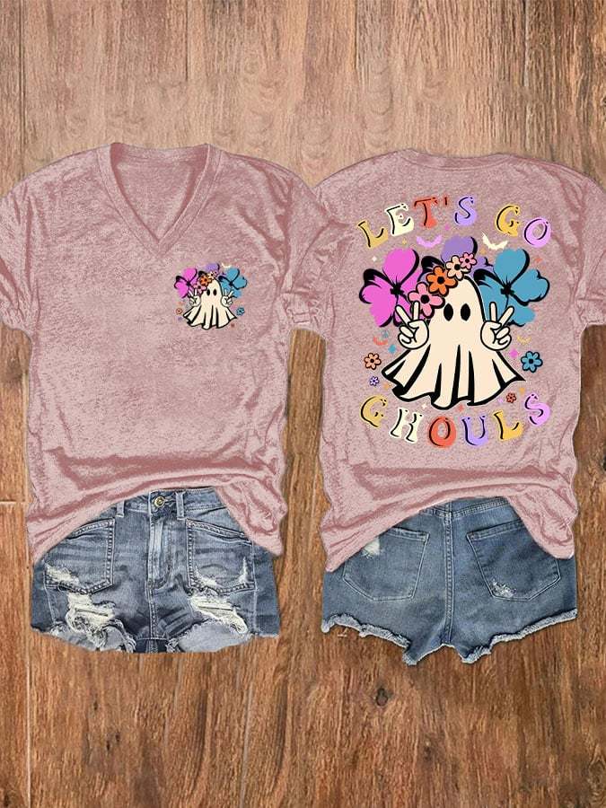 Women'S Let'S Go Ghouls Printed Short Sleeve T-Shirt