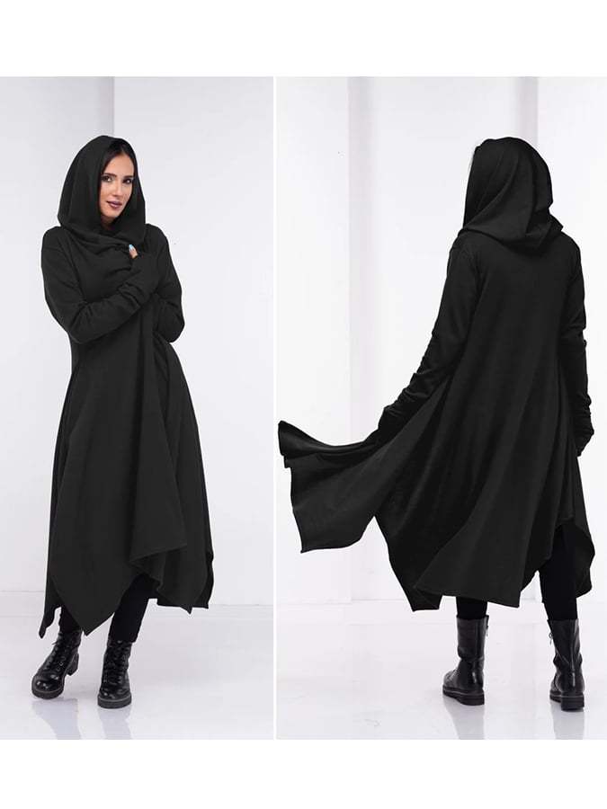 Women's Halloween Asymmetric Witch Long Coat & Cape