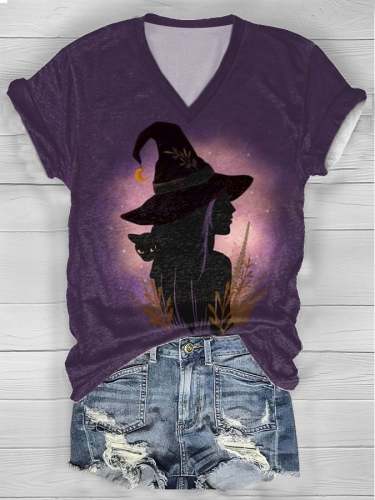 Women's Witch Casual Print Short Sleeve T-Shirt
