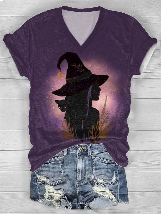 Women's Witch Casual Print Short Sleeve T-Shirt