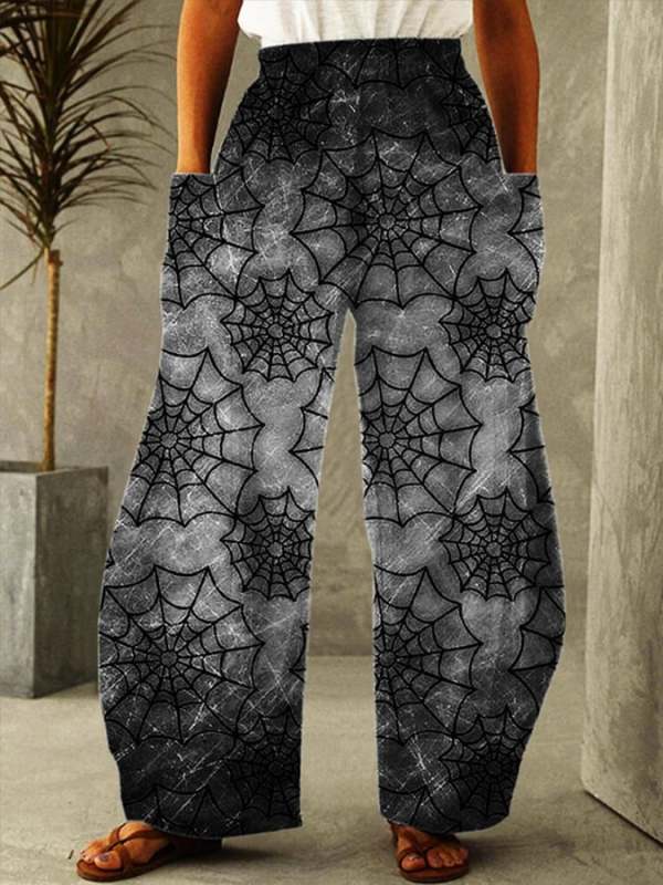 Women'S Halloween Spider Web Print Casual Pants