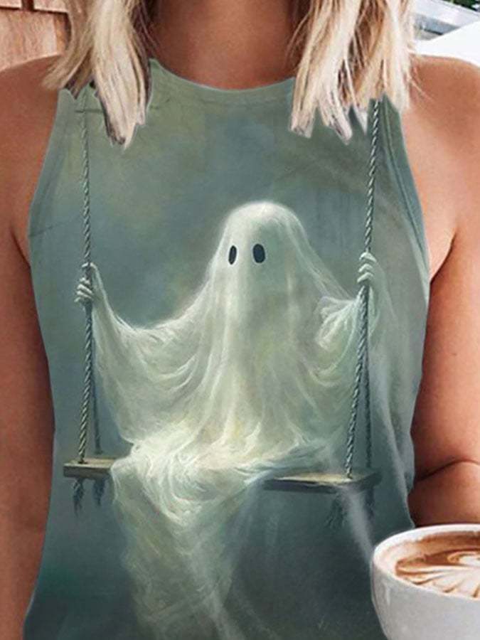 Halloween Ghost Ladies Print Tank Top