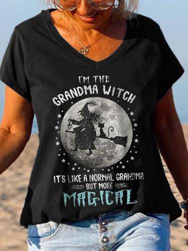 I'm The Grandma Witch Print Short Sleeve T-Shirt