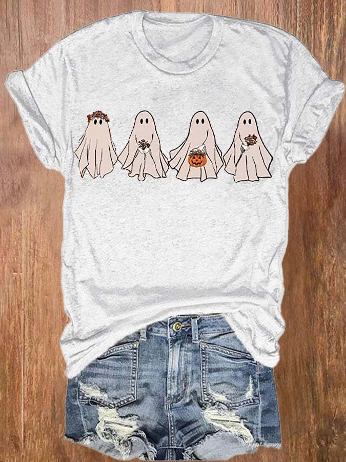 Women's Ghost Print Casual T-Shirt