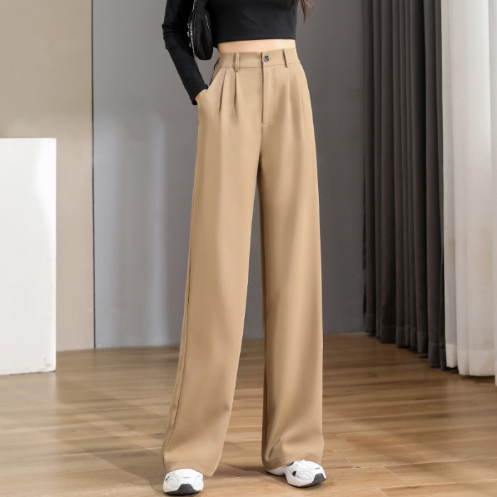 Women's Loose 2023 New High Waist Wide Legs Slim Casual Trousers