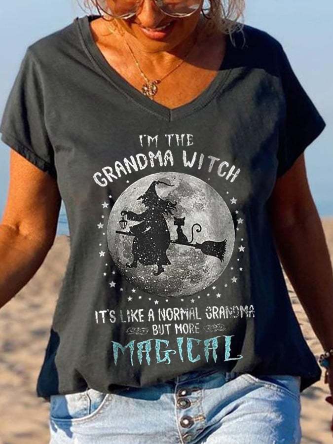 I'm The Grandma Witch Print Short Sleeve T-Shirt