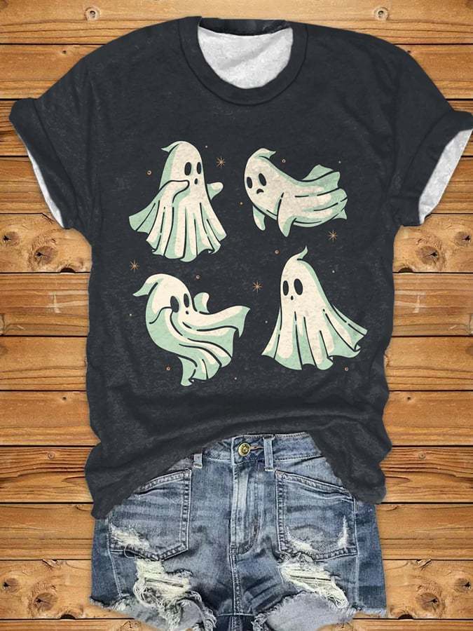 Women's Ghost Print Short Sleeve T-Shirt