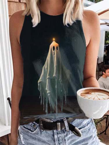 Women's Ghost Art Print Casual Vest