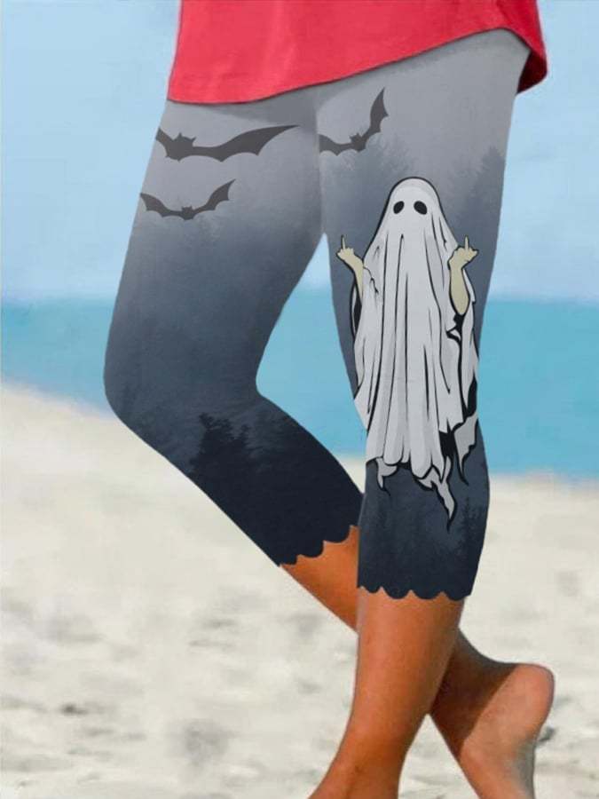 Women's Casual Ghost Art Printed Leggings