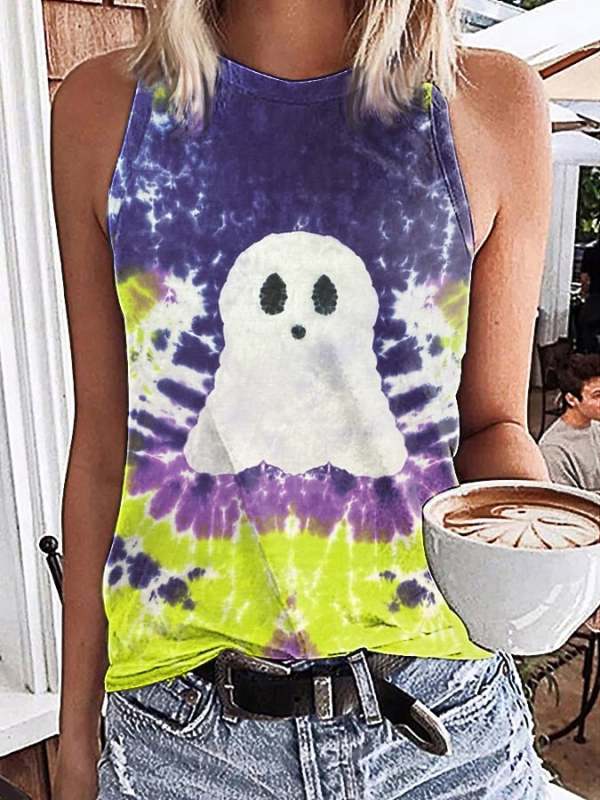 Women's Ghost Tie Dye Print Tank Top