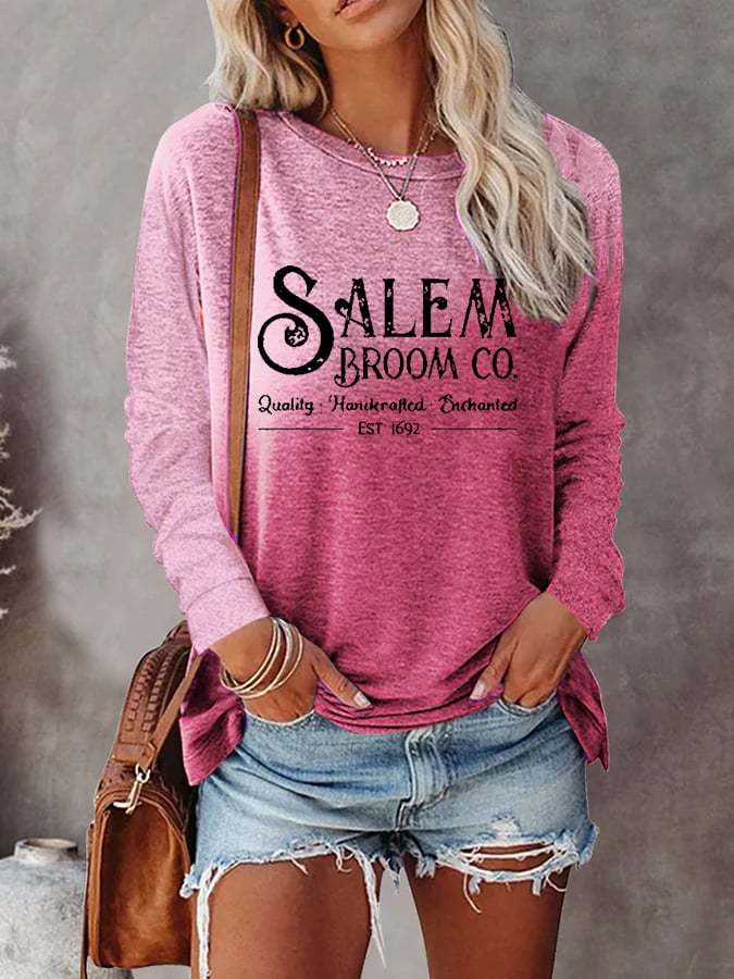 Gradient Print Long-Sleeve Top