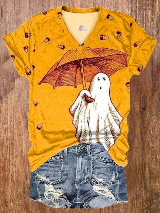 Women's Ghost Art Print Short Sleeve T-Shirt