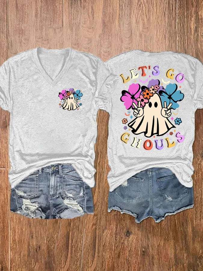 Women'S Let'S Go Ghouls Printed Short Sleeve T-Shirt