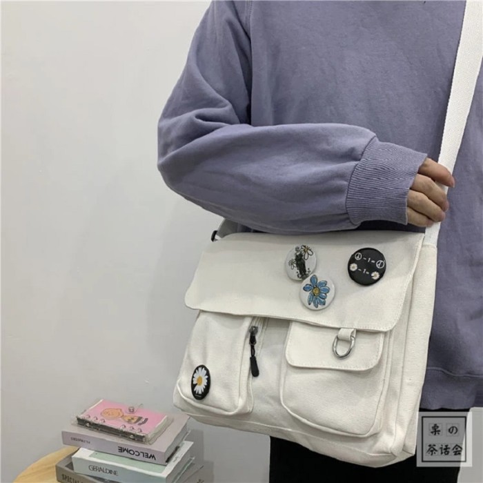 Women Canvas Messenger Bag Shoulder Bag Student Large Capacity Crossbody Bags